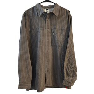 The North Face Mens Plaid Long Sleeve Pocket Zip Shirt Gray Large